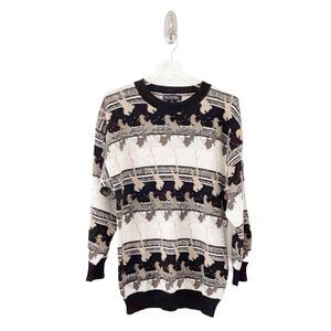GENERRA Vintage 80’s Men’s Rami and Cotton Patterned Crewneck Sweater Size S